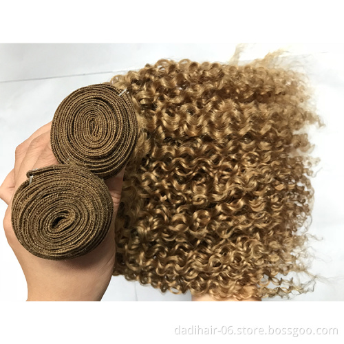 High quality brazilian curly hair weft virgin blonde